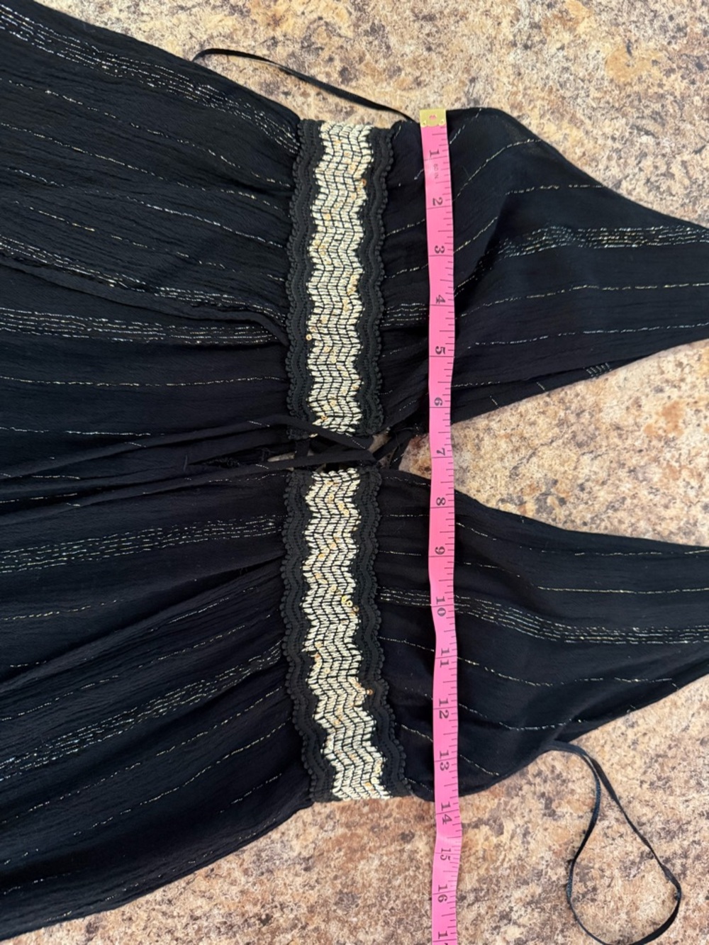 River Island Black Plunge Wide Leg Metallic Beach Jumpsuit XS Vacation - Picture 10 of 12